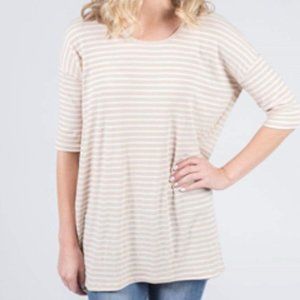 Agnes & Dora NWT Hi-Lo Tunic in Oatmeal and White Stripe Rib size XXS 0 - 00